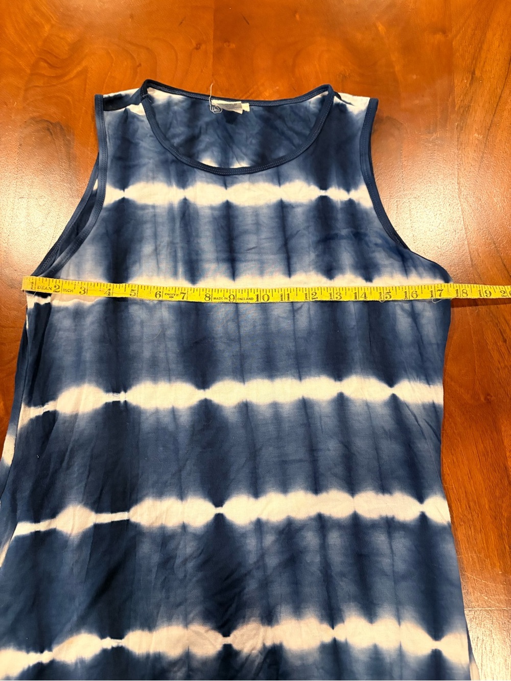 Yelete Navy and White Tie-Dye Sleeveless Mini Dress, size M - Picture 3 of 4
